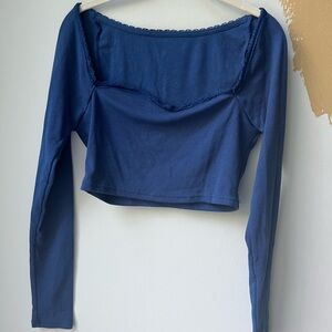 Blue long sleeve crop top